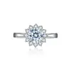 Anillo de girasol para mujer S925, anillo abierto ajustable, imitación de moissanita, para influencers de TikTok, Kuaishou, Xiaohongshu