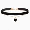 Collar de Doble Capa Cadena Clavícula Gargantilla Collar Femenino Rojo Corazón de Durazno Colgante Retro Terciopelo Nicho de Alta Gama Banda para el Cuello