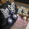 2025 Nuevos Aretes de Mariposa de Perla de Circonio Micro Exquisitos de Diseño Nicho de Alta Gama Exquisitos Aretes S925 para Mujer