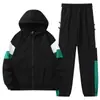 Moda Americana Conjunto de Baseball Jaqueta Masculina Primavera e Outono Cardigan Suéter com Capuz Roupa Masculina e para Jovens Conjunto de Duas Peças