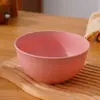 Tazón de Paja de Trigo Resistente a Caídas Doméstico para Niños Tazón de Arroz Plástico Antideslizante Tazón para Sopa Tazón para Fideos Instantáneos Juego de Cucharas Tazón Grande Vajilla