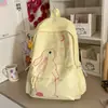 Mochila refrescante azul claro con bordado de estrella-luna y conejito lindo, estilo coreano suave y relajante, exclusiva para chicas dulces en salidas
