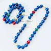 Collar de perlas de cristal artificial redondo de grano grande de alta calidad para primavera y verano, 14 mm, cadena para clavícula azul morandi