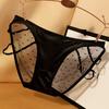Roupa íntima de malha sexy pura estilo francês feminina cintura baixa cinto fino flash diamante oco tentação respirável algodão virilha cuecas para mulheres