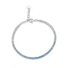 Pulsera de Tenis de Plata de Ley S925 Azul Degradado con Circonita Completa para Mujer, Diseño de Nicho, Pulsera Ajustable, Regalo, En Stock al por Mayor