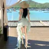 Vestido Sexy de Diseño de Nicho Vietnamita con Cuello Halter para Vacaciones en la Playa, Vestido Irregular con Flecos para Fiesta de Cumpleaños