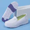 Sapatos de Enfermeira em Estoque para Mulheres, Outono, Sola Macia, Respirável, Antiderrapante, Vazado, Couro Genuíno, Sapatos de Trabalho Médico, Comércio Exterior Transfronteiriço, Dropshipping