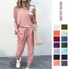 Otoño Invierno 2026 Nuevo Transfronterizo Europeo Americano Ropa de Mujer Amazon Hogar Holgado Color Sólido Manga Larga Conjunto Casual Mujer