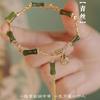 Nova pulseira de bambu oliva estilo chinês design de nicho pulseira retrô com pingente de sino retrô de alto senso pulseira para namoradas