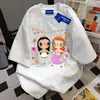 Camiseta de Algodón Puro de Manga Corta con Estampado de Niña de Dibujos Animados Divertida para Mujer 2026 Verano Marca de Moda Americana Tops Casuales para Pareja