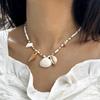Joyería transfronteriza europea y americana Collar con colgante de concha de cuentas de arroz estilo bohemio Collar de cadena para clavícula con cuentas hecho a mano para mujer