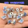 S999 Plata de Pie Azul Quemado Pegamento de Gota Perla Mariposa Cuerda Trenzada Ajustable Pulsera Cadena Collar Accesorios Hechos a Mano para DIY