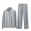 Conjunto casual de ropa deportiva para hombre, algodón de peso pesado, cuello alto, sudadera con cremallera, atuendo versátil de dos piezas para el trabajo o el ocio, al por mayor