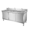 Gabinete de Pia em Aço Inoxidável 304 Pia Espessada Armário de Cozinha Pia Integrada Lavagem de Louça Doméstica Armário de Lavagem de Louça Comercial Extra Espesso
