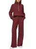 Conjunto de 2 piezas para mujer de Amazon Europa y América 2024 Sudadera con media cremallera Pantalones deportivos de pierna ancha Traje casual para mujer