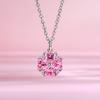 Dulce Moda Rosa Corazón Flor de Cerezo Amor Trébol de Cuatro Hojas Cobre Plateado Colgante Collar Elegante de Zirconia Estilo Coreano para Mujer