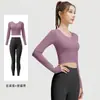 Conjunto de Ropa de Yoga Ajustado para Primavera y Otoño, Moldeador y Adelgazante, Diseño de Espalda Cruzada, Conjunto de Fitness de Manga Larga para Mujer