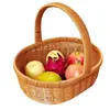 Cesta de Picnic Tejida de Mimbre Sintético con Forma de Lingote, Cesta Portátil para Verduras, Cesta de Mimbre, Cesta para Recoger Champiñones al Aire Libre, Canasta de Regalo, Cesta Tejida