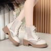 Sapatos de Malha Femininos, Botas Martin de Malha da Moda, Estilo Fino de Verão Feminino 2025 Novas Botas de Malha Estilo Britânico, Sandálias de Sola Grossa