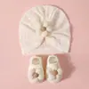 Set de Sombrero y Calcetines para Bebé de Comercio Exterior, Set de Sombrero Hiyab Floral para Recién Nacido, Set de Accesorios para la Cabeza de Bebé, Calcetines para Bebé