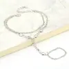 Joias de moda transfronteiriças europeias e americanas pulseira simples de zircônia versátil costura de strass pulseira de dedo tornozeleira dupla finalidade feminina