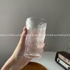 Patrón glaciar con asa taza de vidrio viento taza de aspecto alto taza de verano para beber en casa femenina sensación esmerilada