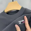 Camiseta Interior de Cuello Redondo con Forro de Vellón de Terciopelo Alemán para Otoño e Invierno para Hombre Camiseta de Manga Larga Cálida Ajustada Estampada Ropa Superior para Hombre Sudadera