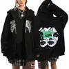 Ropa Milenio Transfronteriza de Aliexpress Otoño e Invierno Sudadera con Cremallera de Lana Sudadera con Cremallera Gótica Unisex Corte Holgado