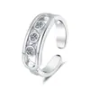 Anillo Deslizante Hueco de Tres Diamantes Nuevo Transfronterizo Versión Ancha Anillo Hip-hop Simple Moda Sentido del Diseño Anillo Abierto para Dedo