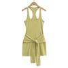 24091-24 Verão Novo Vento Europeu e Americano Alça de Cintura Sling Gola de Cintura Design Vestido