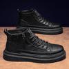 Zapatos de Otoño para Hombre Nuevas Botas Martin de Caña Alta Zapatos de Trabajo Casuales de Cuero para Hombre Modernos Combinables Antideslizantes Resistentes al Desgaste Zapatos de Ropa de Trabajo