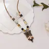 La paz es Fu moda nacional vintage collar de cerámica de Jingdezhen femenino candado de longevidad cadena clavicular colgante artístico cadena clavicular