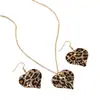 Pendientes y Anillo de Moda con Diseño Circular, Estilo Ins Retro Geométrico Estampado de Leopardo, Pendientes y Anillo de Moda Transfronterizos Europeos y Americanos para Mujer
