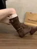 Botas altas Chuyuji de estilo retro francés, punta redonda, tacón de bloque, suela plana, por debajo de la rodilla, nuevo estilo 2026, plisadas y versátiles