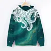 Nova Blusa de Moletom com Capuz Feminina Estampa Digital 3D Padrão de Polvo Comércio Exterior Pulôver Blusa de Moletom com Capuz Atacado