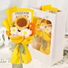 Niña de Cumpleaños Comercio Exterior Transfronterizo Ramo Tejido a Mano Terminado Flor de Lana Girasol Flor Artificial Falsa para Examen de Admisión Universitaria