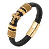Pulseira de Couro Quente Artesanal Transfronteiriça Couro Genuíno Trançado Cruz Dourada Pulseira de Couro Masculina Tendência Vintage