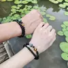 Pulsera de cuentas tejida a mano Sol y Luna Brillante Obsidiana Natural Ojo de Tigre para Pareja, Pulsera de Cristal Única para Mujeres y Hombres