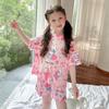 Traje de niña verano fino Corea del Sur pijama de niña estilo princesa dibujos animados ropa de aire acondicionado para niñas ropa de casa para niños