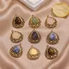Acero Inoxidable Europeo y Americano Piedra Natural Vintage Hueco Colgante Gota de Agua Accesorios Hechos a Mano DIY Accesorios para Joyería de Collares y Pendientes