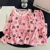 [Algodón nube de alta calidad] Conjunto de pijama largo de manga larga, cuello redondo, con ribete de encaje, talla grande para mujer, adecuado para usar como ropa de estar