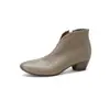 Botines minimalistas de moda de nicho de 4 cm, nuevo modelo otoño/invierno 2026, punta redonda, tacón grueso, cremallera lateral, botines cortos sin cordones