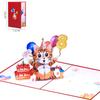 Tarjeta de cumpleaños de gato, creativa tarjeta de felicitación tridimensional 3D, tarjeta de invitación de cumpleaños infantil recortada en papel, tarjeta de regalo navideña con bendición