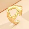 Nuevo Anillo de Acero Inoxidable Líquido Irregular Estilo Barroco Vintage para Mujer Apertura Ajustable Anillo Chapado en Oro Explosiones