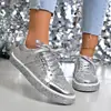 Europeu e Americano 2026 Novo Estilo Comércio Exterior Tamanho Grande Casual Sapatos Individuais Sapatos de Skate Cor Sólida Esportes Lantejoulas Estilo Europeu e Americano Tamanho Grande Sapatos Femininos