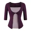 Camiseta de manga tres cuartos para mujer con look de dos piezas estilo coreano, nuevo diseño de otoño, top interior ajustado y adelgazante