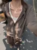 Cardigan con Cremallera Holgado Estilo Perezoso para Otoño Temprano Manga Larga para Mujer Estilo Coreano con Capucha Chaqueta Versátil Top Sencillo de Color Sólido