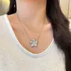 Colar Flor de Diamante Completo Prata Sorte Novo Estilo 2026 Luxo Leve Elegante Exquisito Corrente Clavícula de Alto Padrão Joia Personalização