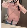 Chaleco de punto rosa, camisa de dos piezas, ropa de mujer, suéter superpuesto, chaleco de diseño de primavera, chaleco Sense Niche