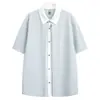 Camisa Juvenil Falsa de Dos Piezas de Manga Corta para Hombre, Camisa de Verano Delgada a Rayas con Cuello, Manga Corta Casual de Corte Limpio